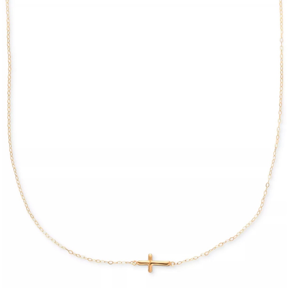 Sideways Cross Necklace 10K Gold